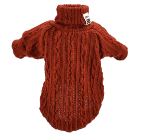 Pet Turtleneck Knitted Sweater Winter Dog Cat Keep Warm (Option: Orange-M)