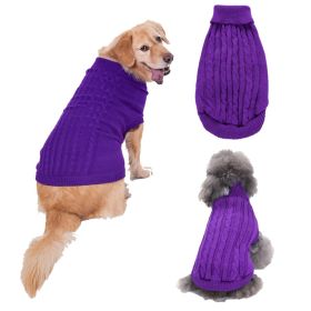 Dog Sweater Warm Pet Sweater Dog Sweaters for Small Dogs Medium Dogs Large Dogs Cute Knitted Classic Clothes Coat for Dog Puppy (Color: Purple, size: XX-Large)