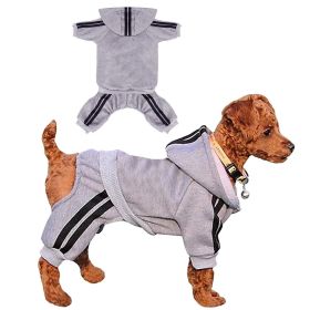 Casual Pet Dog Striped Hoodie Sweatpants Suits (Type: GrayS)