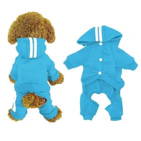 Casual Pet Dog Striped Hoodie Sweatpants Suits (Type: Light BlueXL)