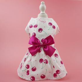 Summer Dog Dress; Pet Clothes With Bow Floral Pattern; Dog Skirt For Small & Medium Dogs (Color: Dark Pink, size: Xl)