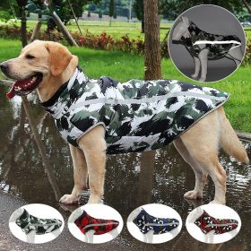 Winter windproof dog warm clothing; dog jacket; dog reflective clothes (colour: Blue grid, size: Xl)