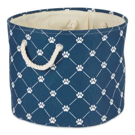 Multipurpose Pet Storage Bin Round Medium with Printing (Color: Navy, size: 12x15x15 inch)