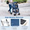 Double Pet Stroller Foldable 3-in-1 Dog Stroller with 2 Detachable Carriers